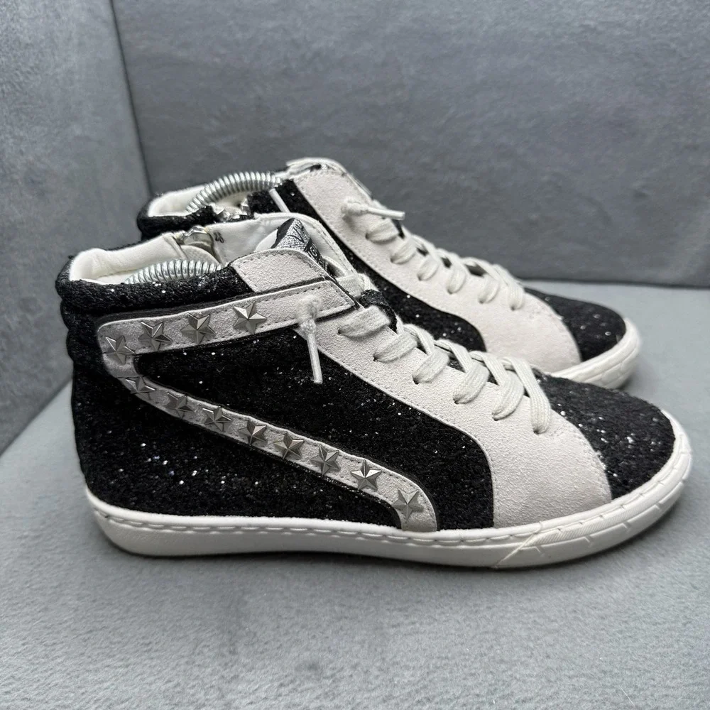 Vintage Havana Bianca High Women's 7.5 Black Glitter Star Stud High Top Sneakers